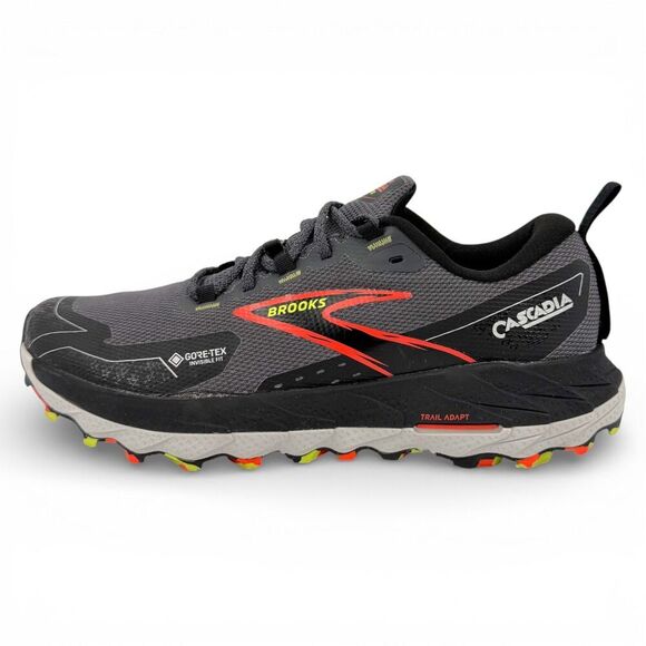 Brooks Men\'s Cascadia 18 GTX GORE-TEX Trail Shoes Black Pearl/Black/Tomato 8.5D